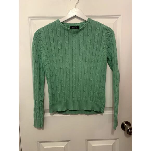 Jones New York Signature Sweaters - Jones New York Green Crewneck Cable Knit Sweater M